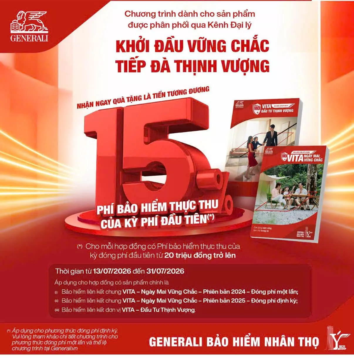 Hoàn tiền mặt 15% cho Khách hàng của Generali